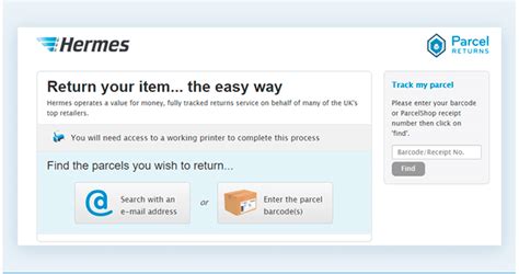 hermes track parcel return|hermes prepaid returns.